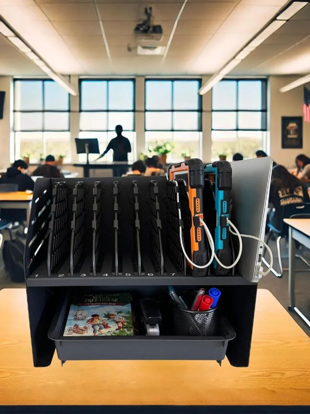10-Device Laptop & Tablet Charging Station with 6 AC & 4 USB